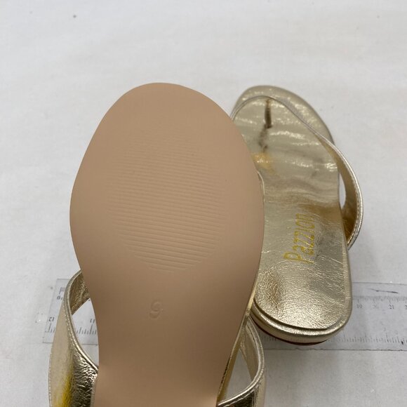 Pazzion Women Fashion Open Toe Kitten Heels Flip Flops Slip On Low Heeled Gold - Picture 6 of 8